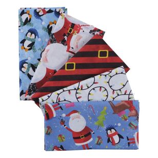 Merry & Bright 5 piece Christmas Fat Quarter Bundle Multicoloured 50 x 52 cm