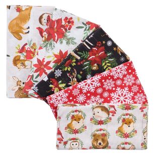 Woodland Wishes 5 piece Christmas Fat Quarter Bundle Multicoloured 50 x 52 cm