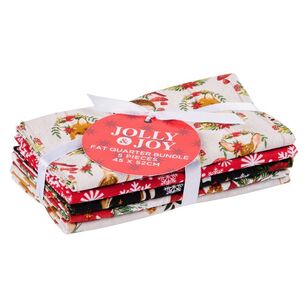 Woodland Wishes 5 piece Christmas Fat Quarter Bundle Multicoloured 50 x 52 cm