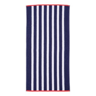 Emerald Hill Cove Stripe Beach Towels Blue 68 x 137 cm