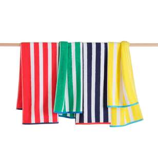 Emerald Hill Cove Stripe Beach Towels Blue 68 x 137 cm