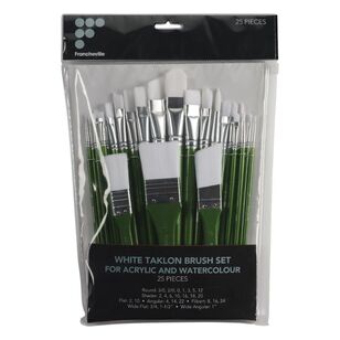 Francheville White Taklon Brush Set for Acrylic and Watercolour White