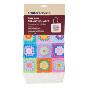 Crafters Choice Crochet Granny Squares Tote Bag Natural