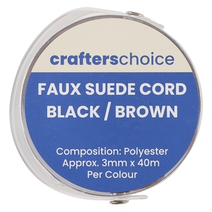 Crafters Choice Black and Brown Faux Suede Cord Black & Brown