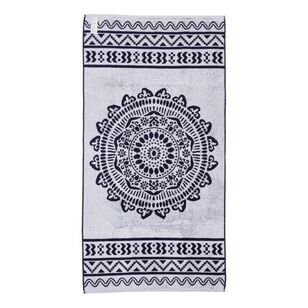 KOO Jacquard Beach Towels Mandala Navy