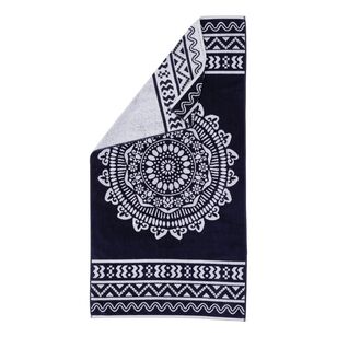 KOO Jacquard Beach Towels Mandala Navy 80 x 160 cm