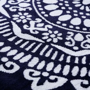 KOO Jacquard Beach Towels Mandala Navy