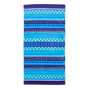 Brampton House Velour Beach Towels Aztec Blue 75 x 150 cm