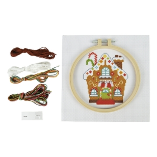 Fabric Editions Gingerbread Christmas Cross Stitch Kit Multicoloured 15 cm