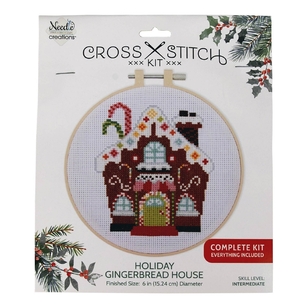 Fabric Editions Gingerbread Christmas Cross Stitch Kit Multicoloured 15 cm