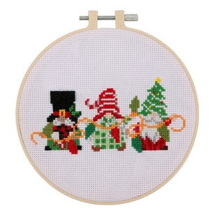 Fabric Editions Gnomes Christmas Cross Stitch Kit Multicoloured 15 cm