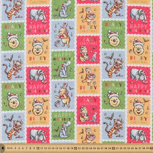 Winnie the Pooh Christmas Greetings 112 cm Cotton Fabric Multicoloured 112 cm