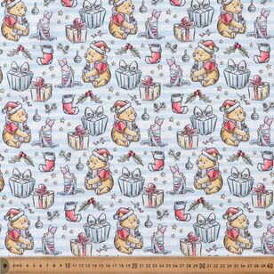 Winnie the Pooh Christmas Stripe 112 cm Fabric Blue 112 cm