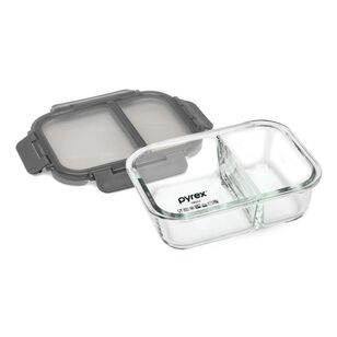 Pyrex Meal Prep 580 ml Divided Container Clear & Grey 580 mL
