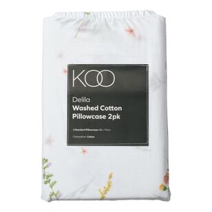 KOO Delila Washed Cotton 2 Pack Standard Pillowcases Multicoloured Standard