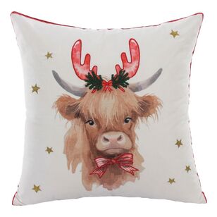 Jolly & Joy Christmas Mooee Cow Cushion Multicoloured 50 x 50 cm