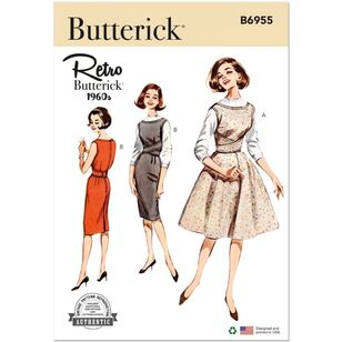 Butterick B6955 1960s Misses' Dress Pattern White