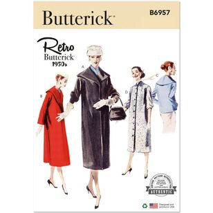 Butterick B6957 1950s Misses' Coat Pattern White