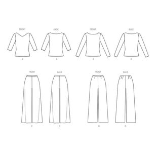 Butterick B6966 Misses' Knit Tops and Pants Pattern White