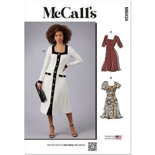 McCall's M8434 Misses' Knit Dresses Pattern White