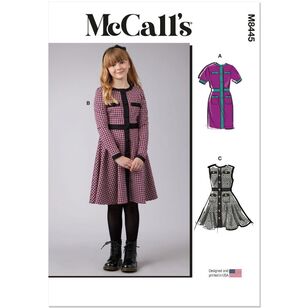 McCall's M8445 Girls' Knit Dresses Pattern White 7 - 14