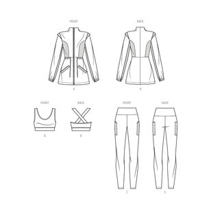 Know Me ME2051 Misses' Jacket, Bra Top and Leggings Pattern White