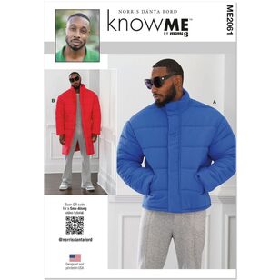 Know Me ME2061 Men's Puffer Coat in Two Lengths Pattern White