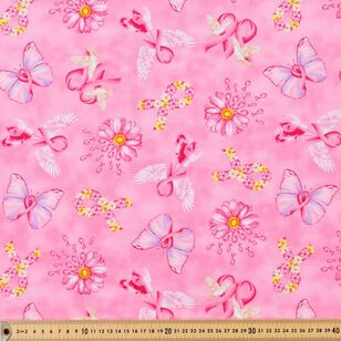 Pink Power Tossed Motifs 112 cm Cotton Fabric Light Pink 112 cm