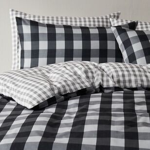 Emerald Hill Blake Gingham Soft Touch Quilt Cover Set Charcoal