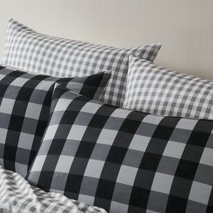 Emerald Hill Blake Gingham Soft Touch Quilt Cover Set Charcoal