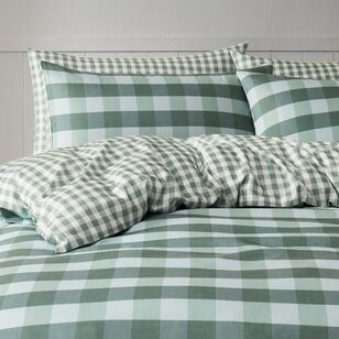 Emerald Hill Blake Gingham Soft Touch Quilt Cover Set Green