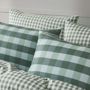 Emerald Hill Blake Gingham Soft Touch Quilt Cover Set Green