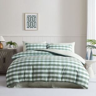 Emerald Hill Blake Gingham Soft Touch Quilt Cover Set Green