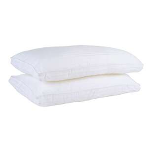 KOO 2 Pack Medium Profile Gusseted Pillow White Standard