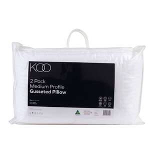 KOO 2 Pack Medium Profile Gusseted Pillow White Standard