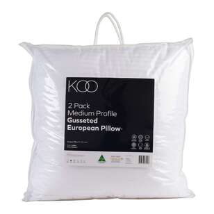 KOO 2 Pack Medium Profile Gusseted European Pillows White European