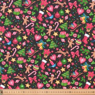 Joyful Christmas Mix Up 112 cm Cotton Fabric Black 112 cm