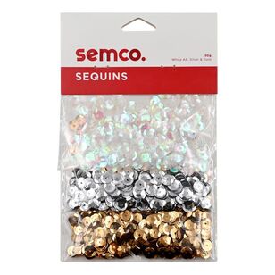 Semco Trio Sequins Pack White AB, Silver & Gold