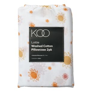 KOO Lottie Washed Cotton 2 Pack Standard Pillowcases Multicoloured Standard