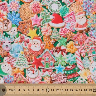 Merry Christmas Cookies 112 cm Cotton Fabric Multicoloured 112 cm