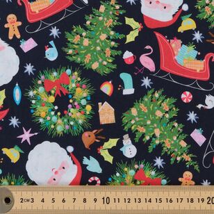 Jolly Christmas Tidings 112 cm Cotton Fabric Navy 112 cm