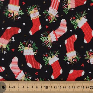 Christmas Charm Stockings 112 cm Cotton Fabric Black 112 cm