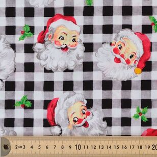 Merry Santa Gingham 112 cm Cotton Christmas Fabric Black 112 cm