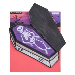 Halloween Interactive Beware Coffin Iron On Motif Multicoloured