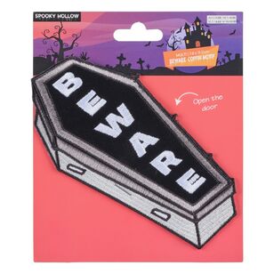 Halloween Interactive Beware Coffin Iron On Motif Multicoloured