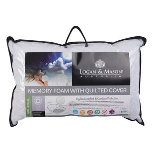 Logan & Mason Memory Foam Quilted Cover Pillow White Standard