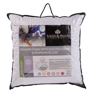 Logan & Mason Memory Foam Quilted Cover European Pillow White European