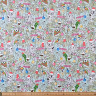 The Scenic Route Christmas Koala 112 cm Cotton Fabric Aqua 112 cm