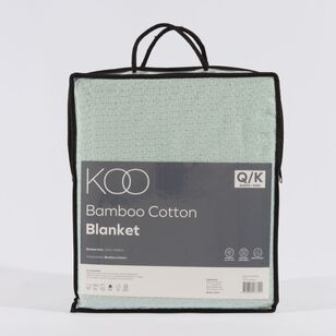 KOO Basket Weave Bamboo Cotton Blanket Green 220 x 240 cm