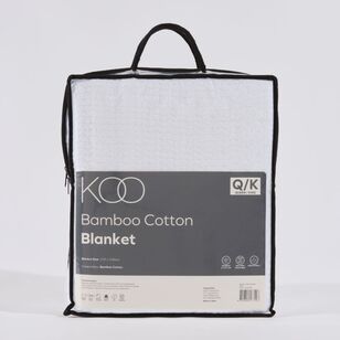 KOO Basket Weave Bamboo Cotton Blanket White 220 x 240 cm